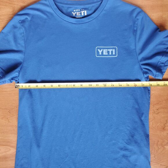 YETI Shirt Size S Blue Austin Texas Built for the Wild Camping Hiking Gym Casual - Picture 8 of 11